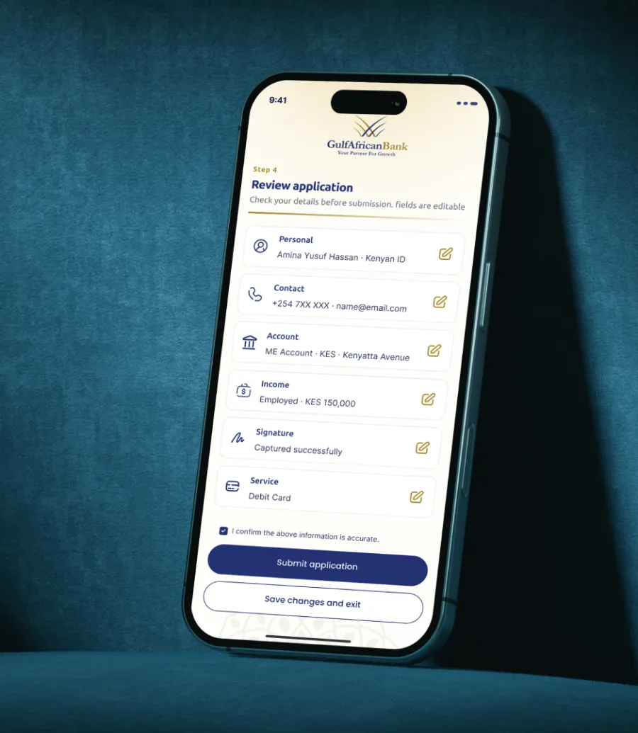 Digital account application on a phone