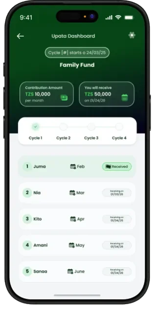 FIKA Upatu group savings screen